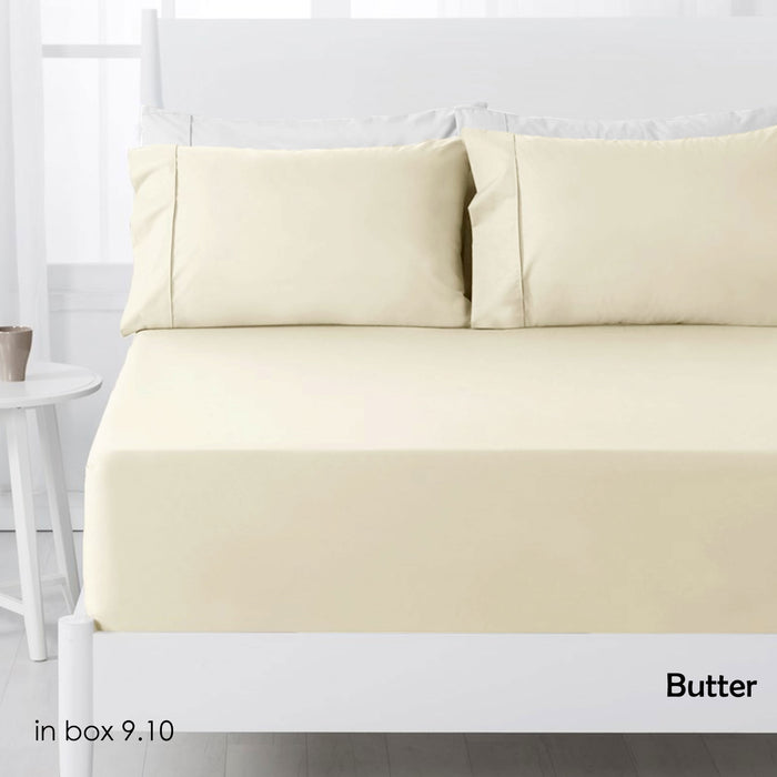 Danoz Direct -  Hotel Living 250TC Polyester Cotton Fitted Sheet Set Butter Double