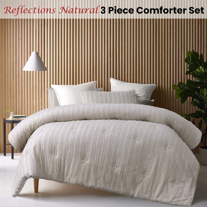 Danoz Direct -  Vintage Design Homewares Reflections Natural 3 Piece Comforter Set Queen