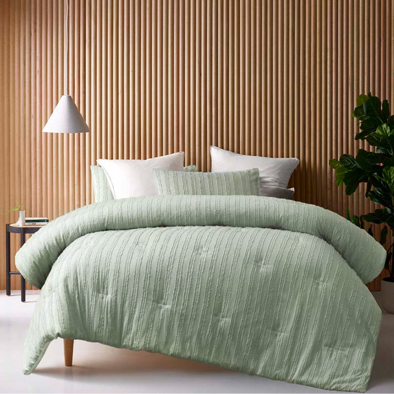 Danoz Direct -  Vintage Design Homewares Reflections Sage 3 Piece Comforter Set Queen