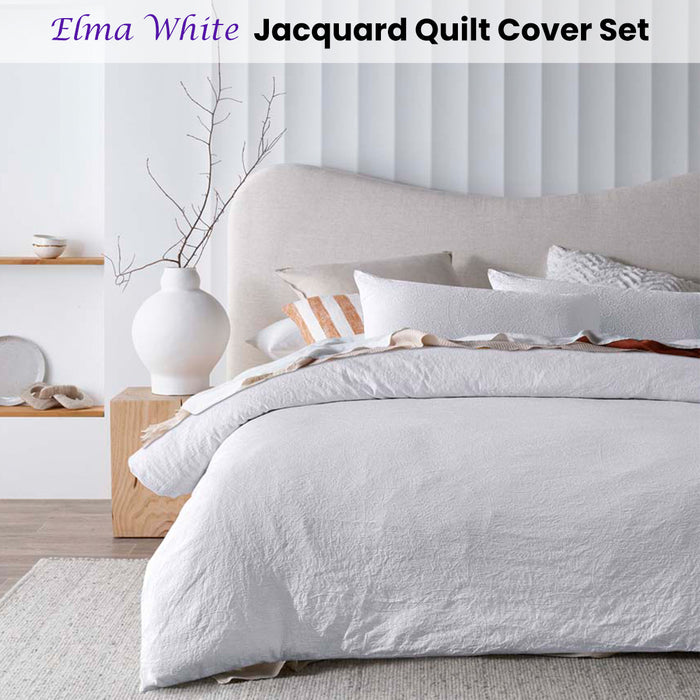 Danoz Direct -  Accessorize Elma White Jacquard Quilt Cover Set Queen