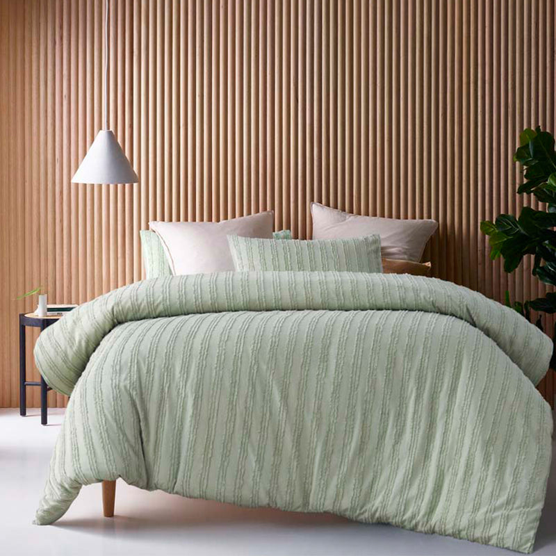 Danoz Direct -  Vintage Design Homewares Reflections Sage Cotton Quilt Cover Set King