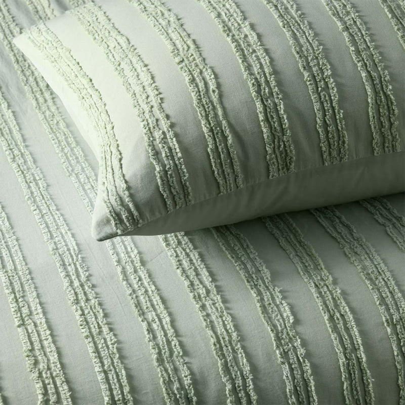 Danoz Direct -  Vintage Design Homewares Reflections Sage Cotton Quilt Cover Set King
