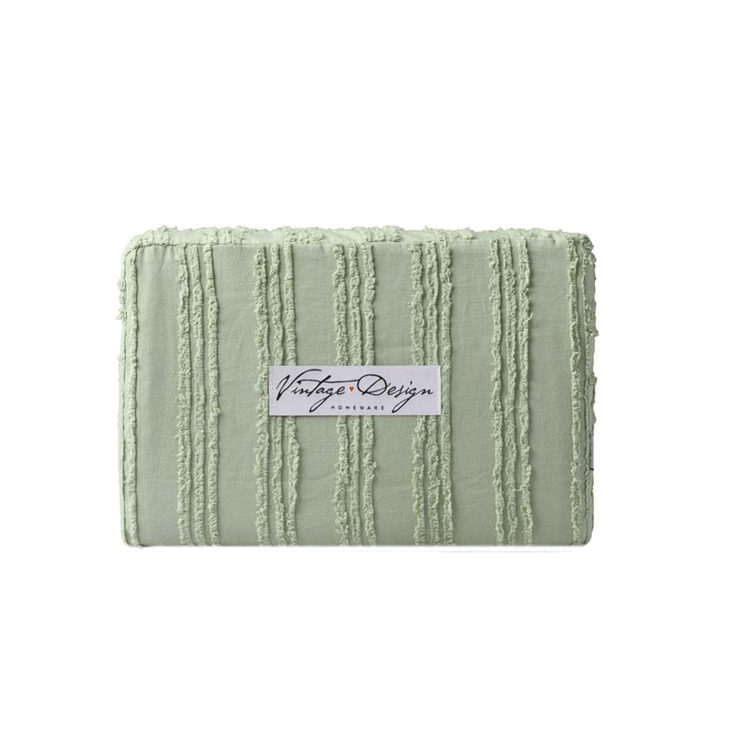 Danoz Direct -  Vintage Design Homewares Reflections Sage Cotton Quilt Cover Set Queen