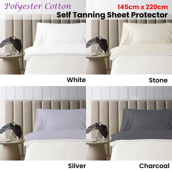 Danoz Direct -  Accessorize Self Tanning Polyester Cotton Sheet Protector 145cm x 220cm Silver