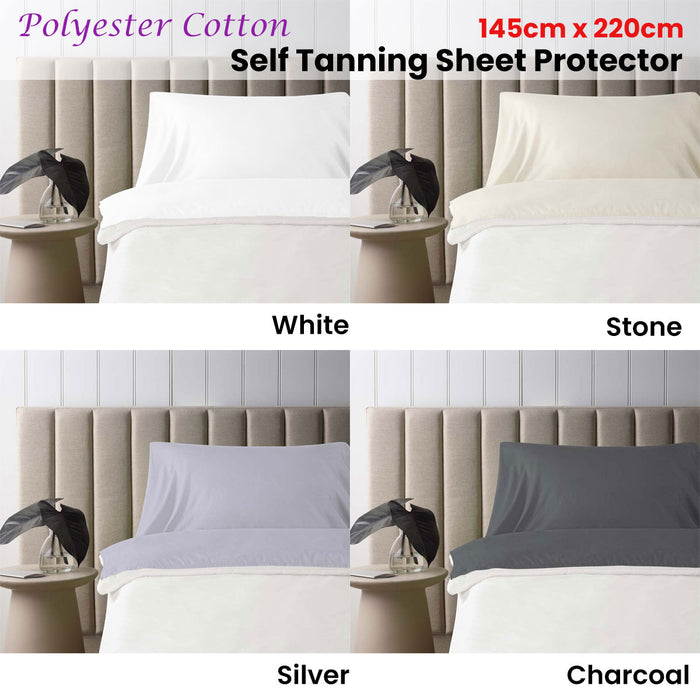 Danoz Direct -  Accessorize Self Tanning Polyester Cotton Sheet Protector 145cm x 220cm Stone