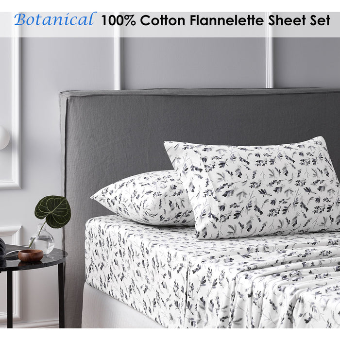 Danoz Direct -  Accessorize Cotton Flannelette Sheet Set Botanical Single