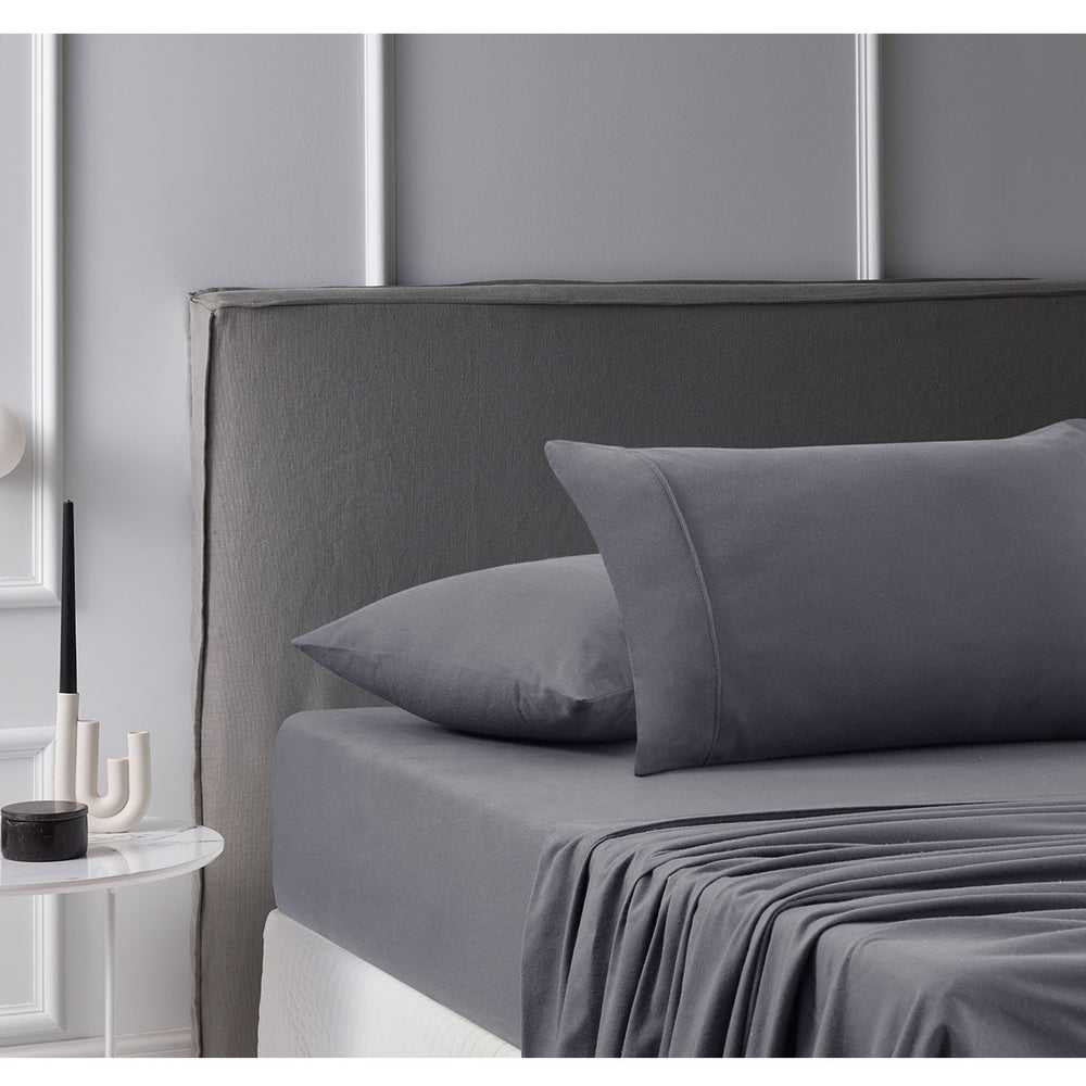 Danoz Direct -  Accessorize Cotton Flannelette Sheet Set Grey Queen