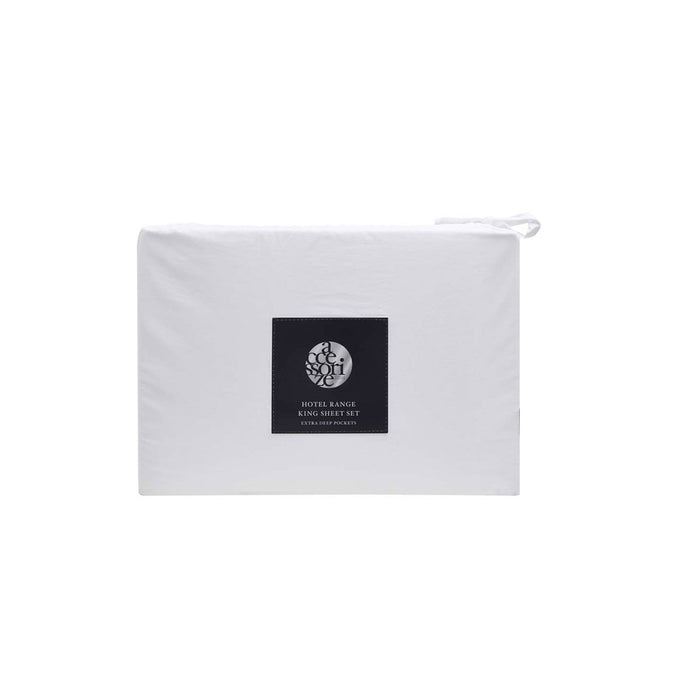 Danoz Direct -  Accessorize White Piped Hotel Deluxe Cotton Sheet Set King
