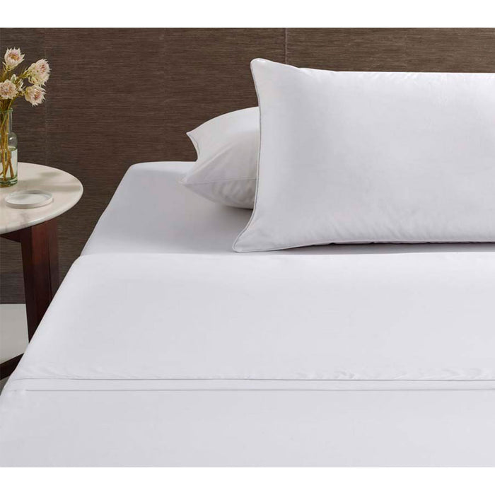 Danoz Direct -  Accessorize White Piped Hotel Deluxe Cotton Sheet Set Super King