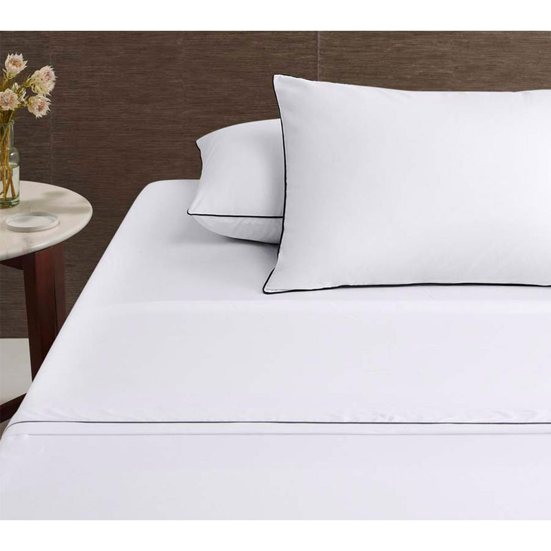 Danoz Direct -  Accessorize White/Black Piped Hotel Deluxe Cotton Sheet Set Super King