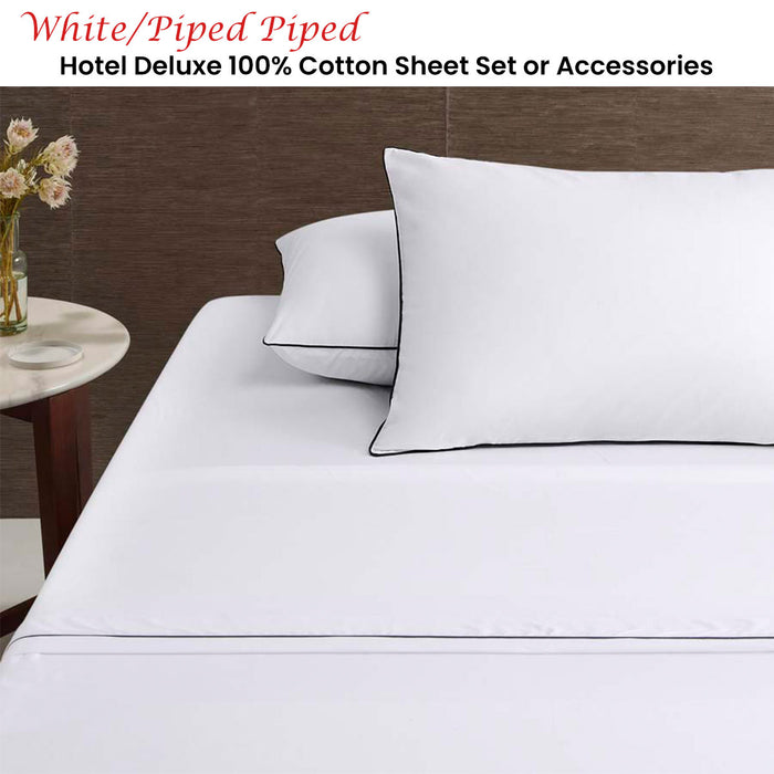 Danoz Direct -  Accessorize White/Black Piped Hotel Deluxe Cotton Sheet Set Super King