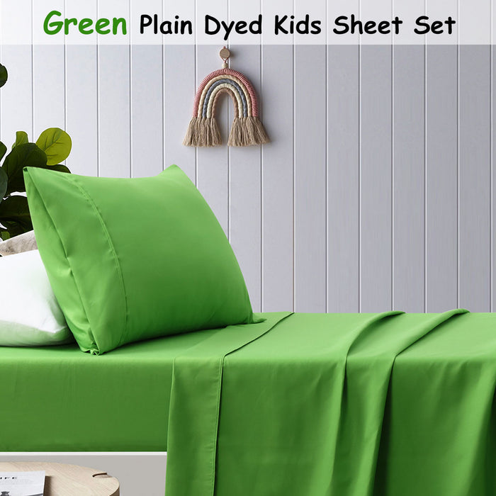Danoz Direct -  Happy Kids Green Plain Dyed Microfibre Sheet Set Double