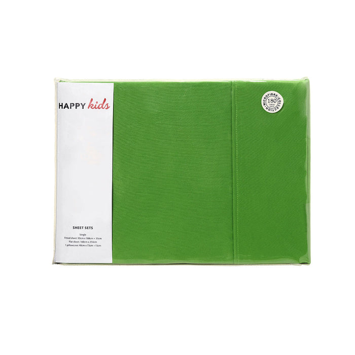 Danoz Direct -  Happy Kids Green Plain Dyed Microfibre Sheet Set King Single