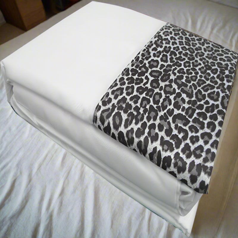Danoz Direct -  Big Sleep Leopard Sheet Set White DOUBLE