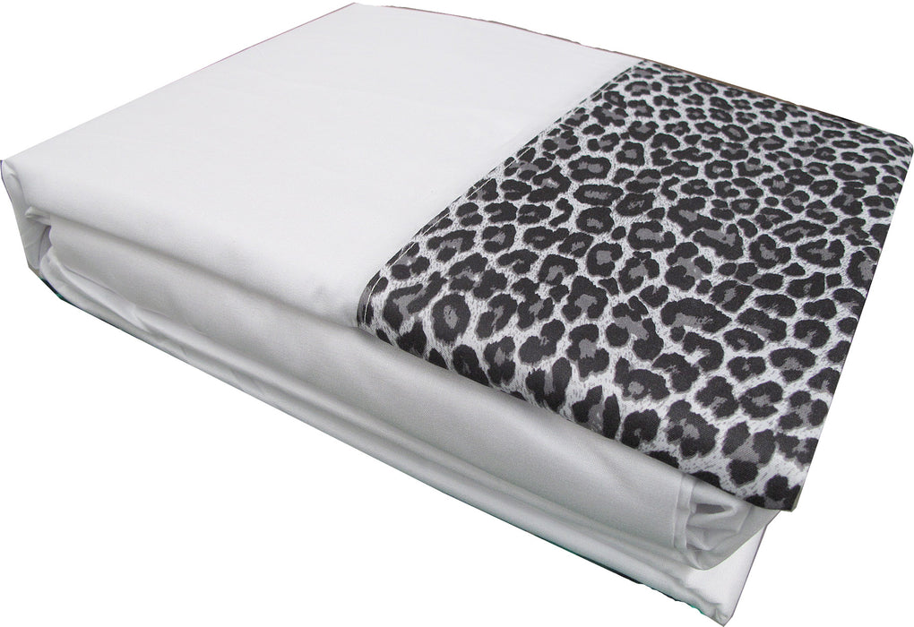 Danoz Direct -  Big Sleep Leopard Sheet Set White DOUBLE