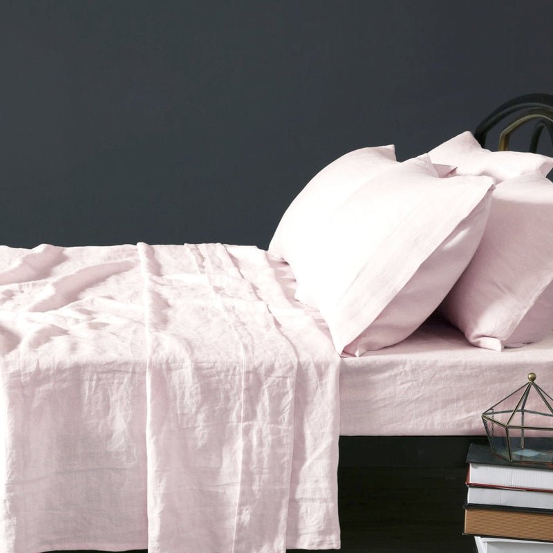 Danoz Direct -  Vintage Design Homewares 100% Linen Blush Sheet Set KING