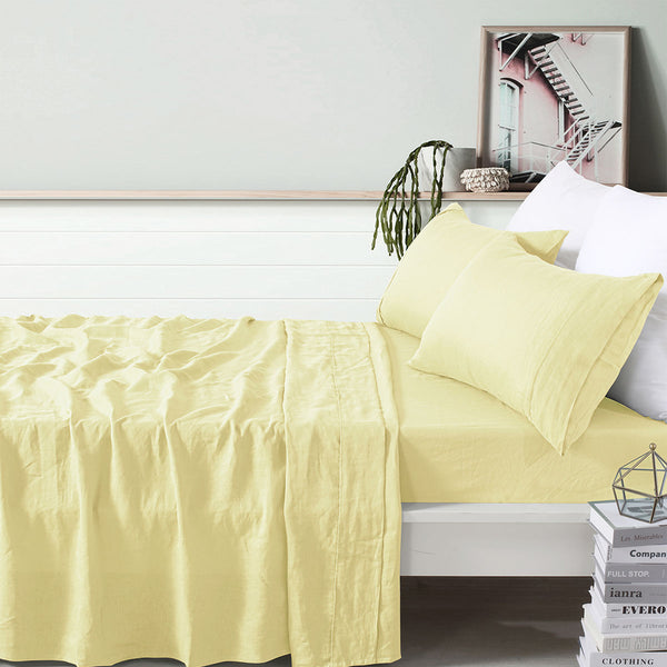Danoz Direct -  Vintage Design Homewares 100% Linen Butter Sheet Set Super King