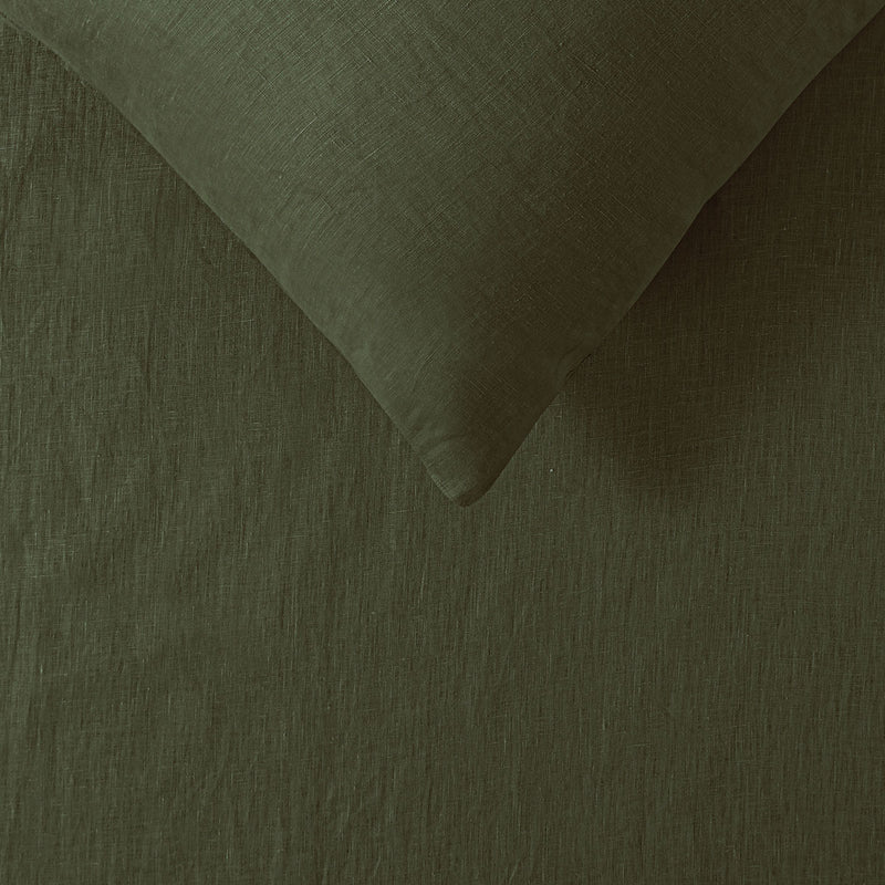 Danoz Direct -  Vintage Design Homewares 100% Linen Olive Sheet Set Super King..