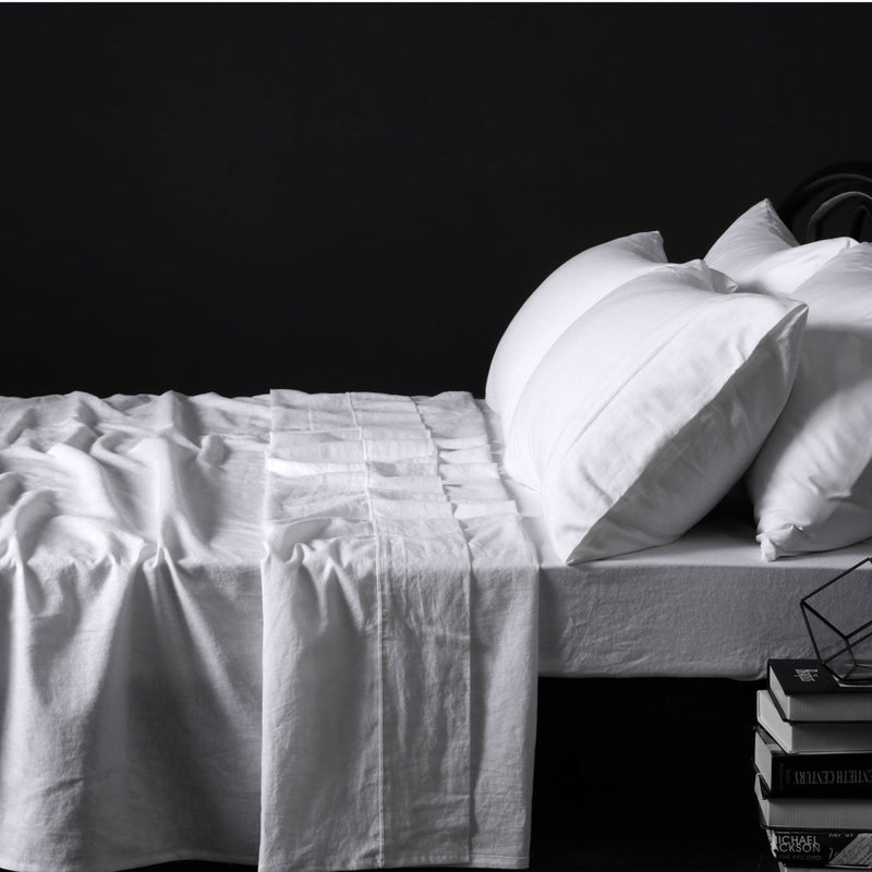 Danoz Direct -  Vintage Design Homewares 100% Linen White Sheet Set SINGLE