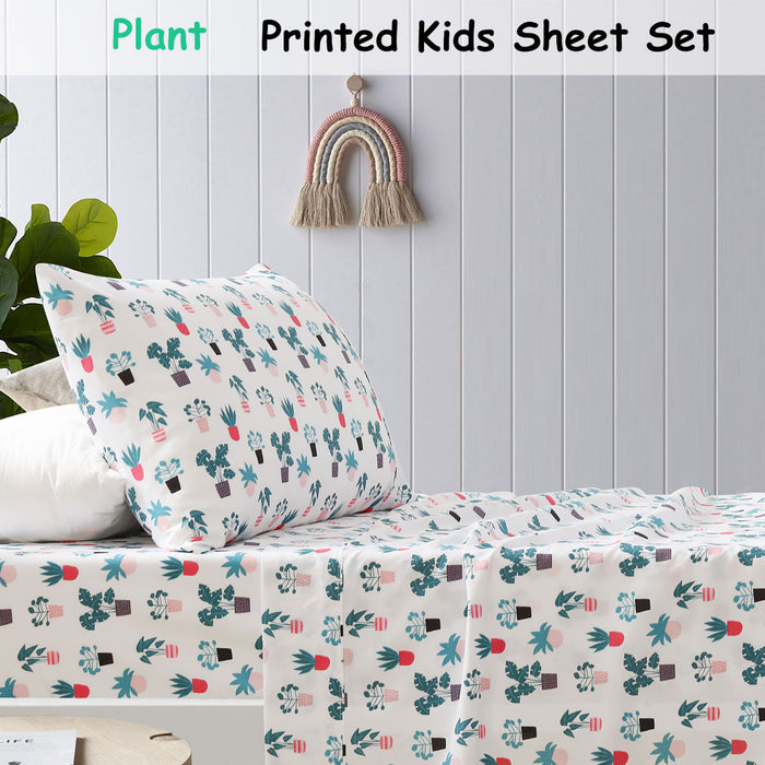 Danoz Direct -  Happy Kids Plant Kids Printed Sheet Set King Single