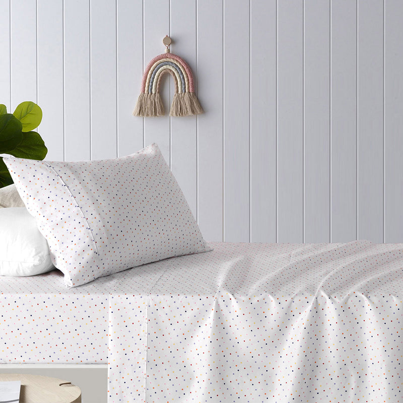 Danoz Direct -  Happy Kids Polka Multi Printed Microfibre Sheet Set Double