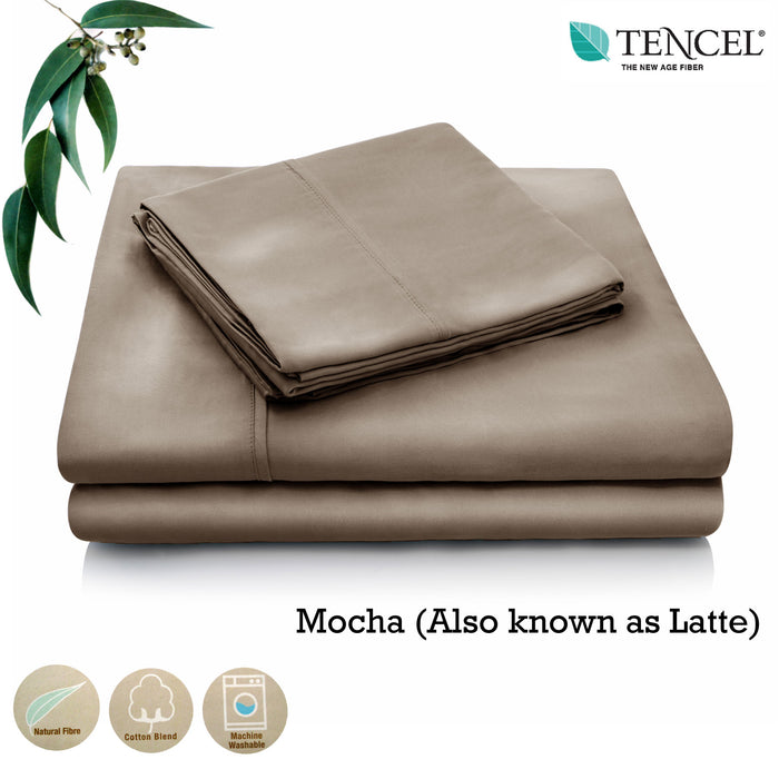 Danoz Direct -  Accessorize Tencel Cotton Blend Sheet Set Mocha (Also Known as Latte) Single