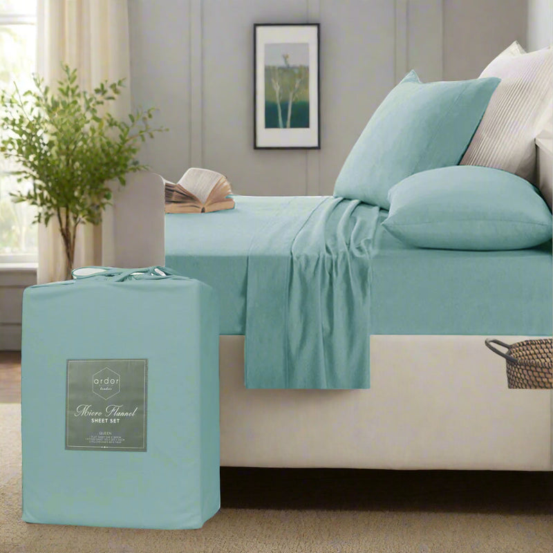 Danoz Direct -  Ardor Micro Flannel Sheet Set Blue King