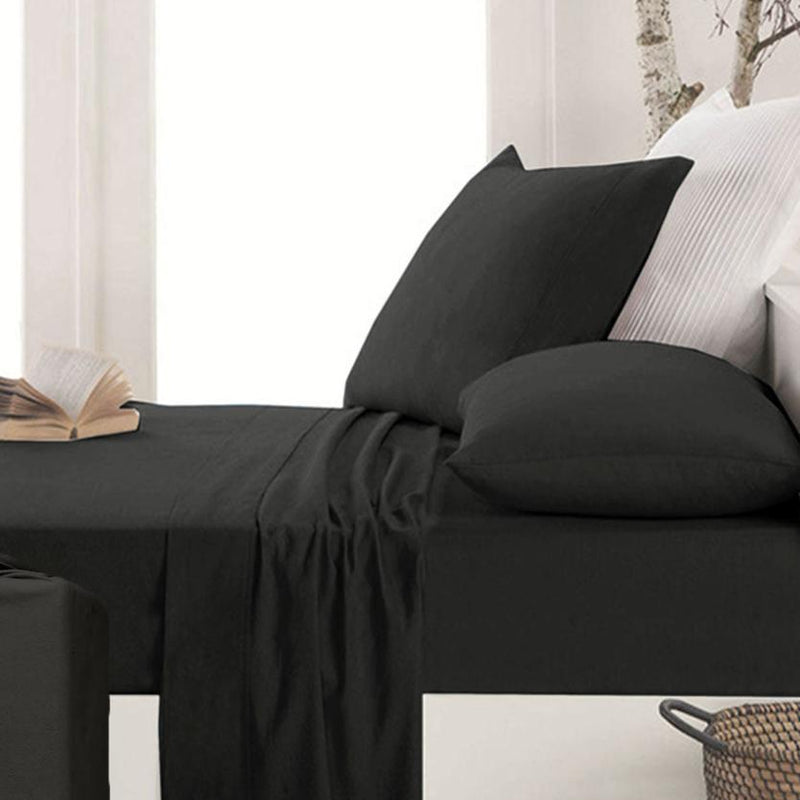 Danoz Direct -  Ardor Micro Flannel Sheet Set Charcoal Mega Queen