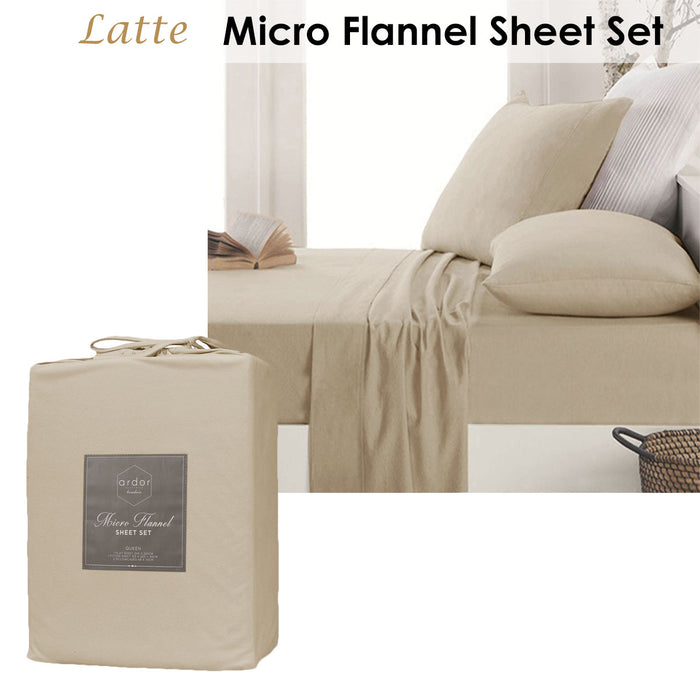 Danoz Direct -  Ardor Micro Flannel Sheet Set Latte Mega Queen