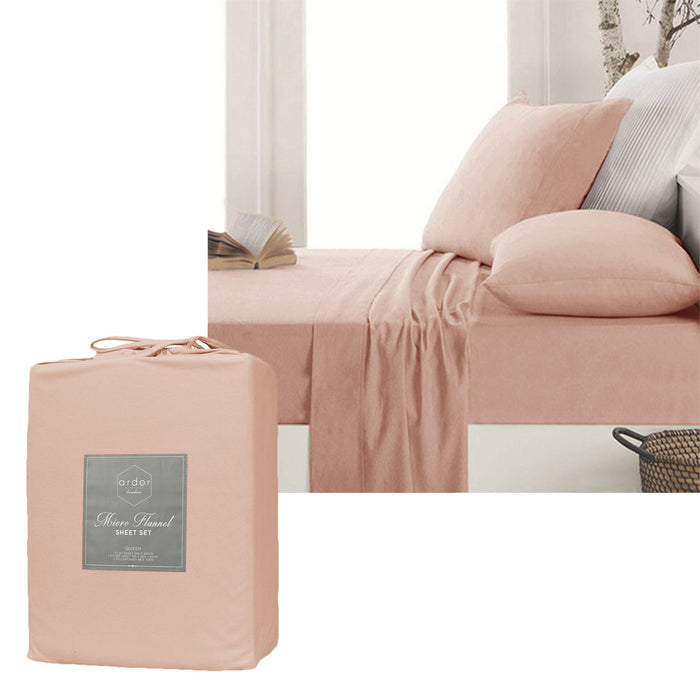 Danoz Direct -  Ardor Micro Flannel Sheet Set Dusty Pink Mega Queen