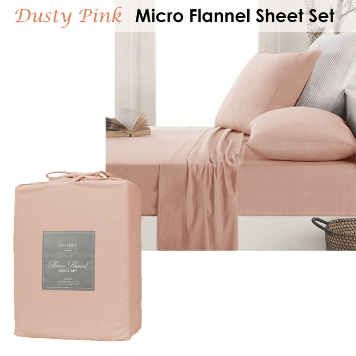 Danoz Direct -  Ardor Micro Flannel Sheet Set Dusty Pink Mega Queen