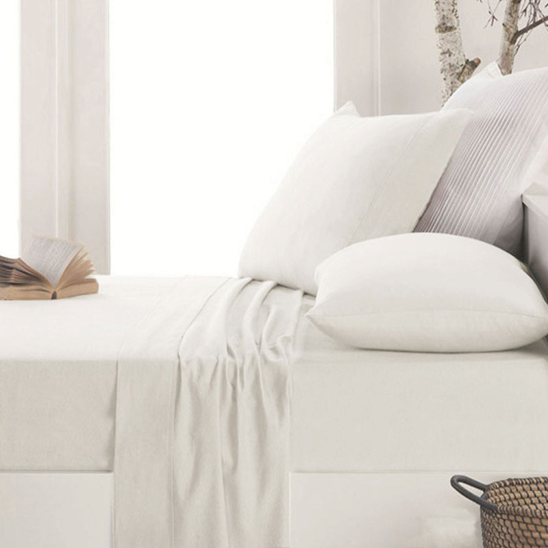 Danoz Direct -  Apartmento Easy-care Micro Flannelette Sheet Set Snow King Single