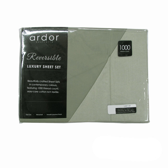 Danoz Direct -  Ardor 1000TC Cotton Rich Reversible Sheet Set Sage KING