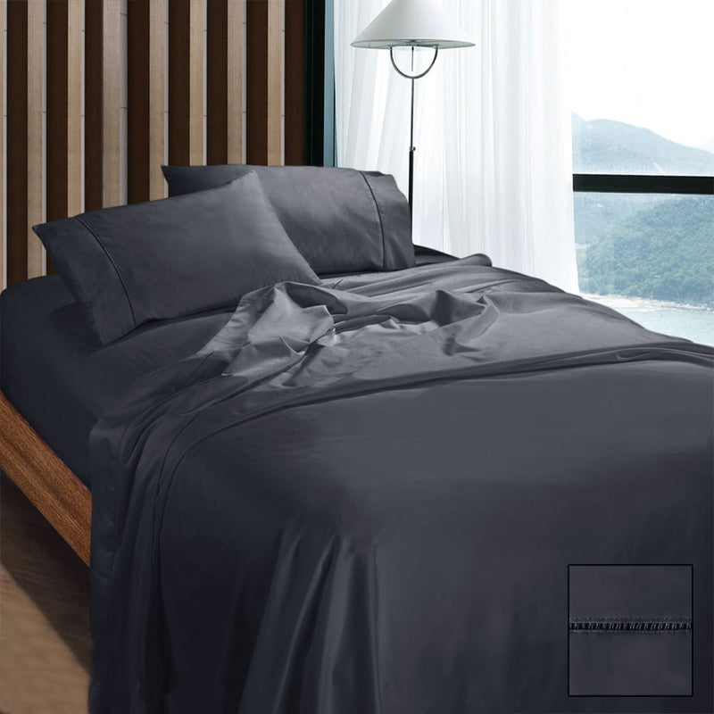 Danoz Direct -  Ramesses 1100TC Egyptian Cotton Sateen Sheet Set Charcoal King