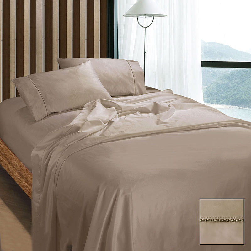 Danoz Direct -  Ramesses 1100TC Egyptian Cotton Sateen Sheet Set Doeskin King