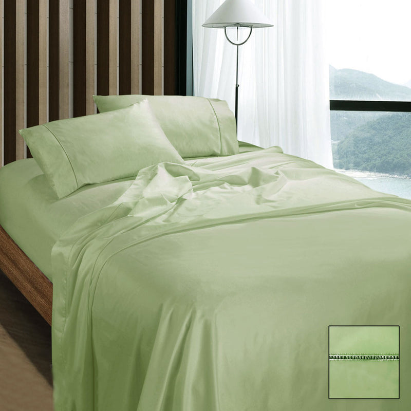 Danoz Direct -  Ramesses 1100TC Egyptian Cotton Sateen Sheet Set Mint Queen