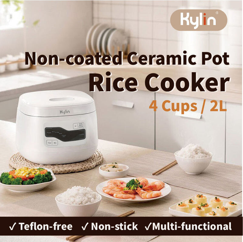 Danoz Cooking 🥘 Kylin Electric Multi-Function 4 Cups Ceramic Pot Rice Cooker 2L White