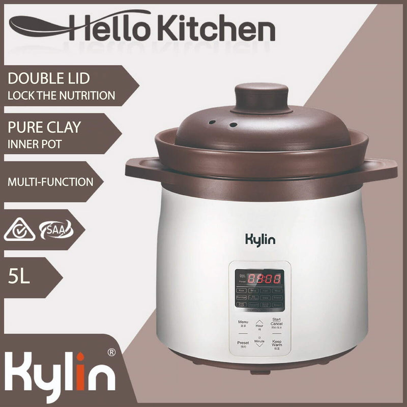 Danoz Direct - Kylin Electric Purple Clay Pot Slow Cooker 5L - K2021