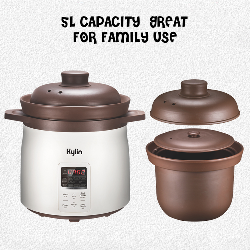 Danoz Direct - Kylin Electric Purple Clay Pot Slow Cooker 5L - K2021