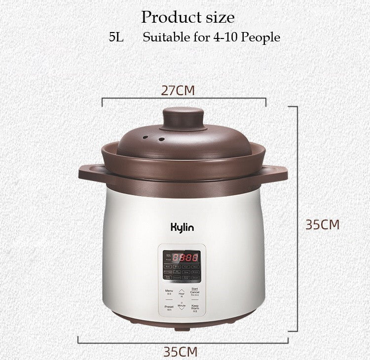 Danoz Direct - Kylin Electric Purple Clay Pot Slow Cooker 5L - K2021