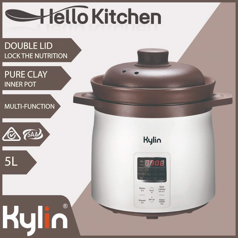 Danoz Direct - Kylin Electric Purple Clay Pot Slow Cooker 5L - K2021