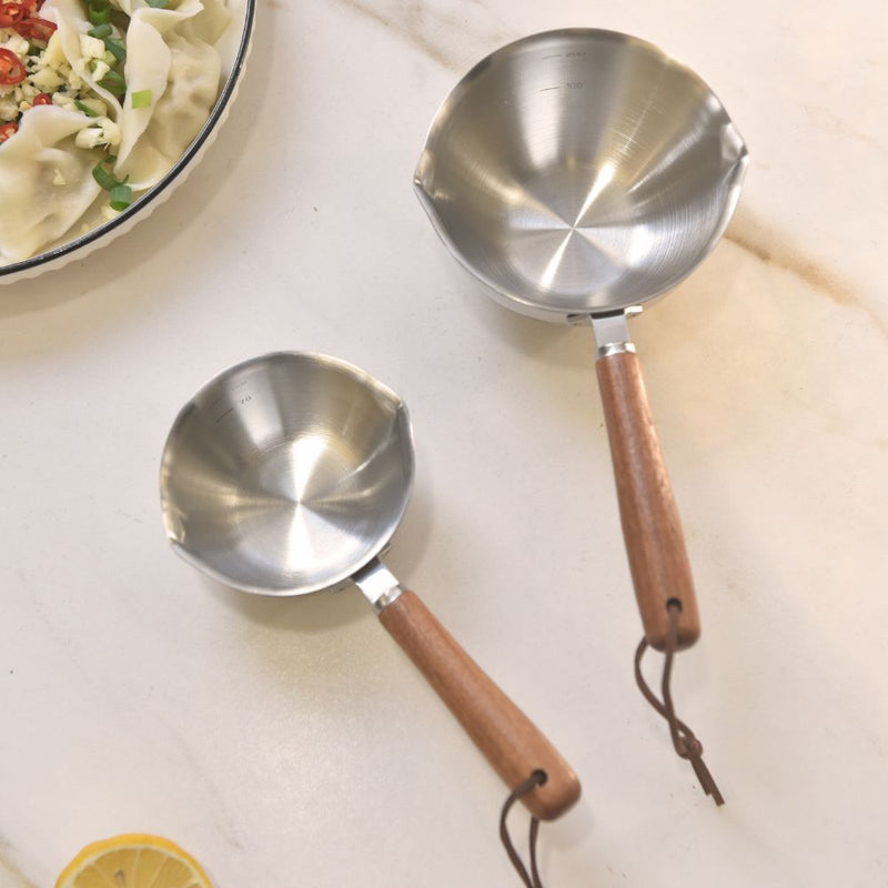 Danoz Cooking 🥘 Kylin 304 Stainless Steel Oil Poured Pot With Wood Handle 120ml