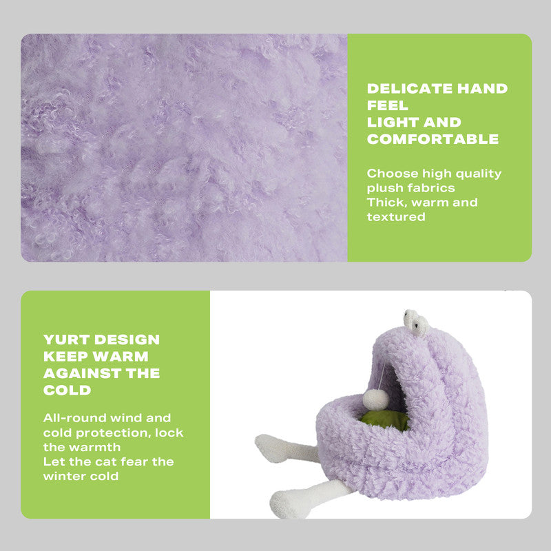 Danoz Direct - Monster Dog🐶 Cat Pet Calming Bed Warm Soft Plush Nest Comfy Sleeping Kennel Cave