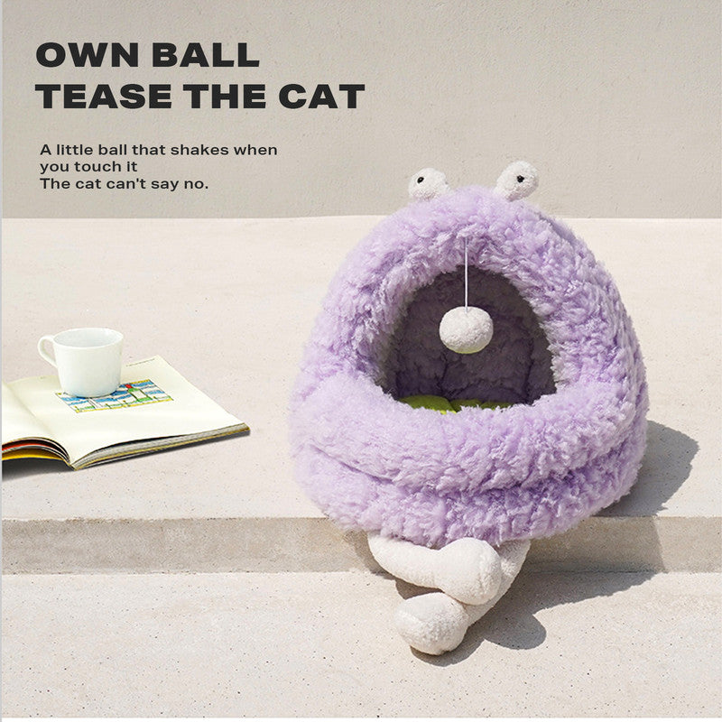 Danoz Direct - Monster Dog🐶 Cat Pet Calming Bed Warm Soft Plush Nest Comfy Sleeping Kennel Cave