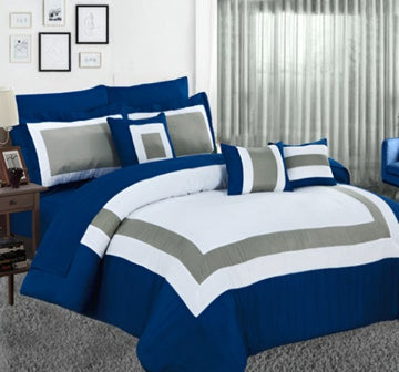 Danoz Direct -  10 piece comforter and sheets set queen navy