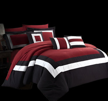 Danoz Direct -  10 piece comforter and sheets set queen red
