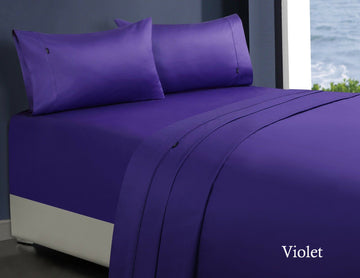 Danoz Direct -  1000tc egyptian cotton sheet set 1 king single violet