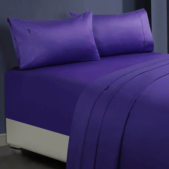 Danoz Direct -  1000tc egyptian cotton sheet set 1 single violet