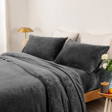 Danoz Direct -  thermal microplush sheet set single charcoal