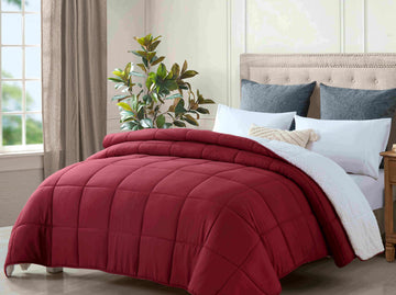 Danoz Direct -  king size reversible plush soft sherpa comforter quilt red